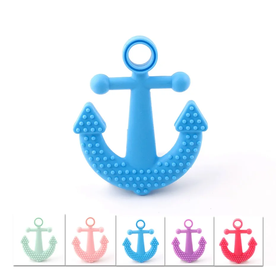 

Bite Bites Silicone Anchor Teether Soft BPA Free Teething Necklace Teether Safe For Baby Anchor Infant Toys 5Color Baby Teether