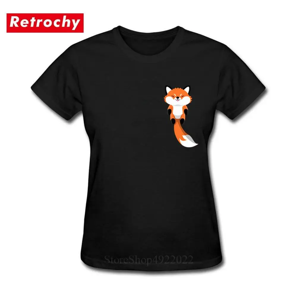 

Nature Wild Cute Pocket Baby Fox Women T-Shirt Summer Funny Kawaii Foxy Hunter Tail Hipster T Shirt Camisetas Urban Female Shirt