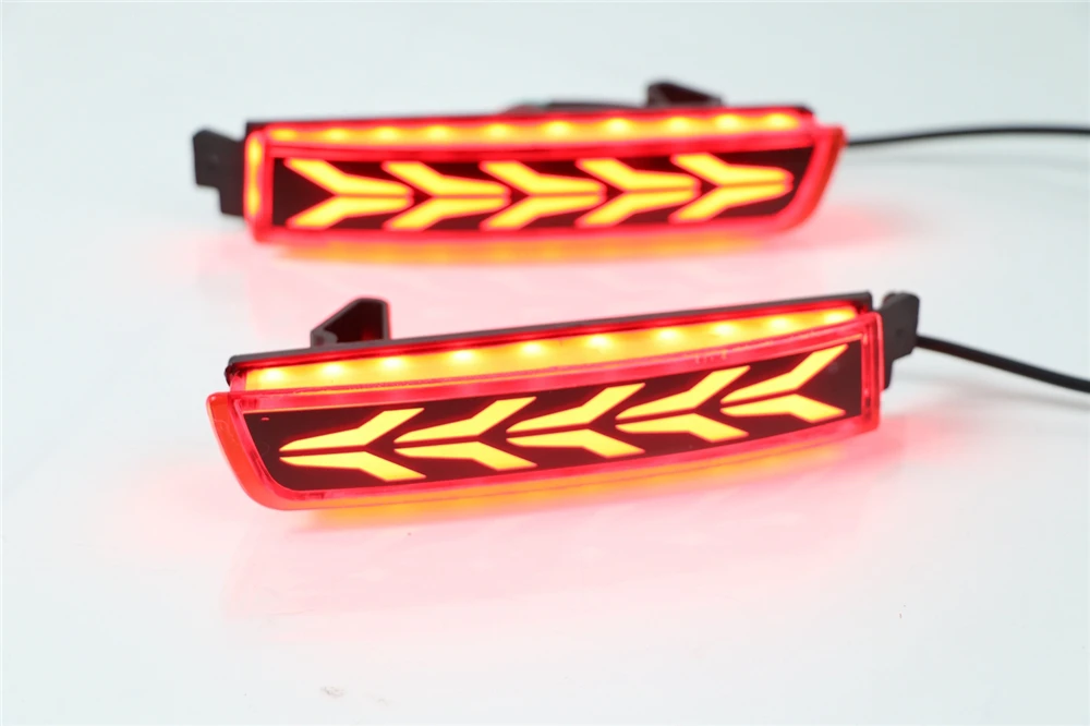 Carflashing 2PCS For Nissan Kicks Multi-functions Car LED Tail Rear Fog Lamp Brake Light Rear Bumper Decoration Lamp