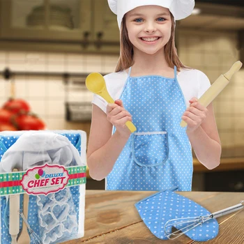 

11pcs/Set Chef Role Play Set with Dress up Costume and Kitchen Accessories Kids Pretend Play Toy Set Cookies Toys for Children
