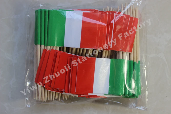 Зубочистки мини флаг из бумаги для кексов палочки вечерние коктейльные ресторанные страны деко - Цвет: Italy-300PCS