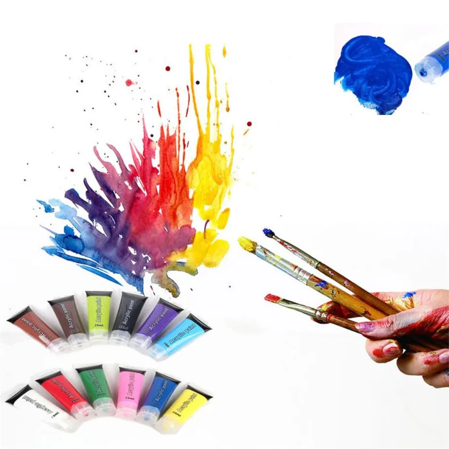 New 1pc 75ml Hose Paint DIY Wall Painting Art 12 Colors Acrylic Body |
