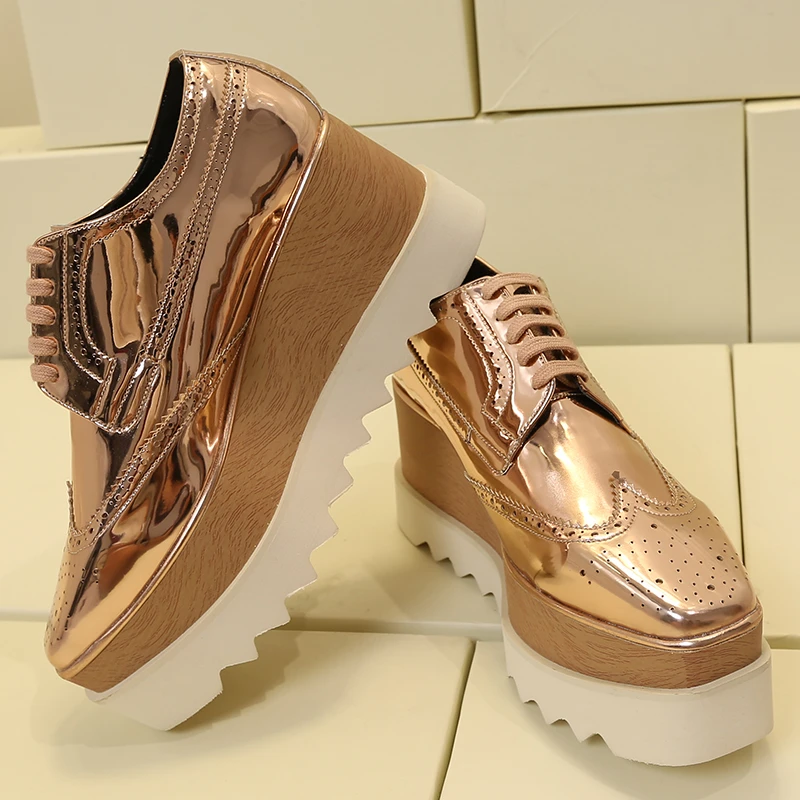 

Hot Sale Women Platform Casual Shoes Fashion Wooden Bottom Square Toe lace Up Wedges Shoes Runway Gladiator Party Dress Shoes