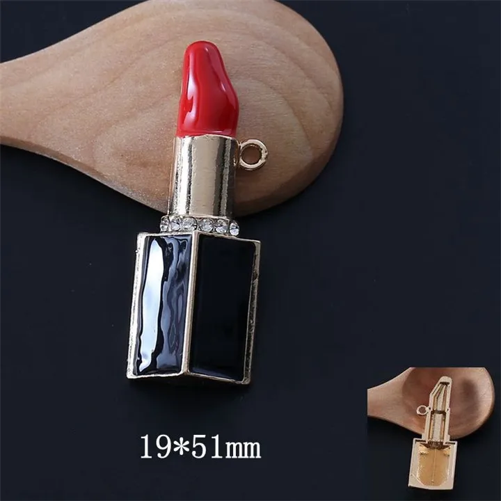 4  Alloy Lipstick Red Lips Fruit Cherry For Mobile Phone Shell Diy Jewelry Accessories Handmade Necklace Bracelet Jewelry Marking