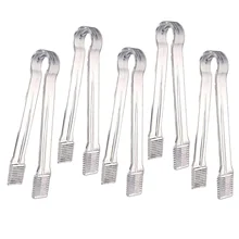 Behokic 5 Pcs 16cm Long Clear PS Ice Cubes Salad Barbecue Sugar Cube Tongs Fruit Cake