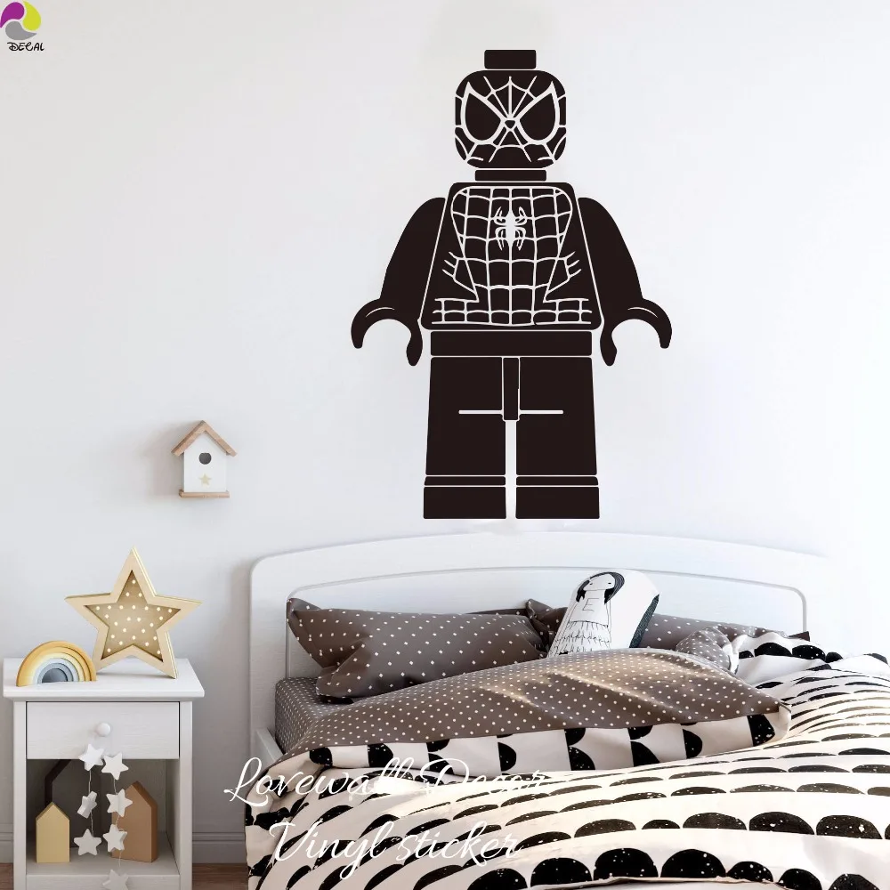 Cartoon Lego spiderman superhero Wall Sticker Boy Room Baby Nursery