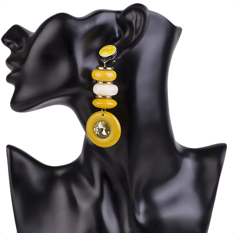 GUANLONG Classic Drop Earrings for Women Acrylic Earrings Female Statement Long Round Dangling Fashion Elegant Resin Earring (2)
