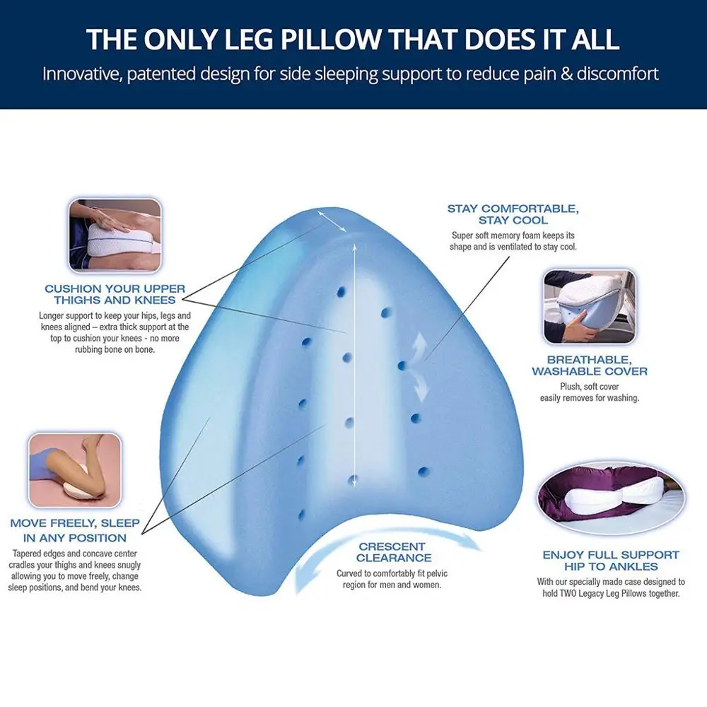

Contour Legacy Leg Pillow For Back Memory Foam Body Orthopedic Side Sleeper Hip Knee Pillow Support Wedge Nerve Pres Sure Relief