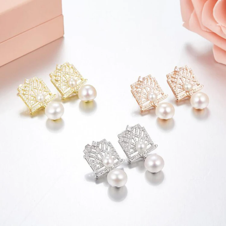 [MeiBaPJ] Модные Простые личности геометрический свадебные жемчужные серьги-гвоздики с натуральная 925 пробы серебряные серьги ювелирные