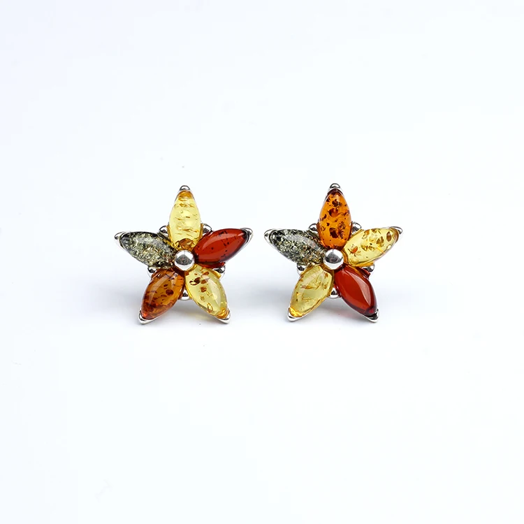 

JIUDUO 925 Sterling Silver Flower Earrings Fashion For Women Jewelry identification design factory direct special package mail