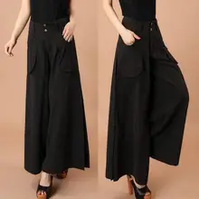 Новинка лета, женские хлопковые льняные штаны, повседневные мешковатые штаны, широкие женские штаны