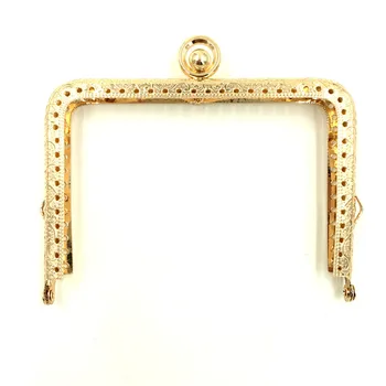 

2Pcs Gold Plated DIY Purse Bag Rectangle Frame Kiss Clasps Fermoirs Golden Handbag Handle 115x95mm