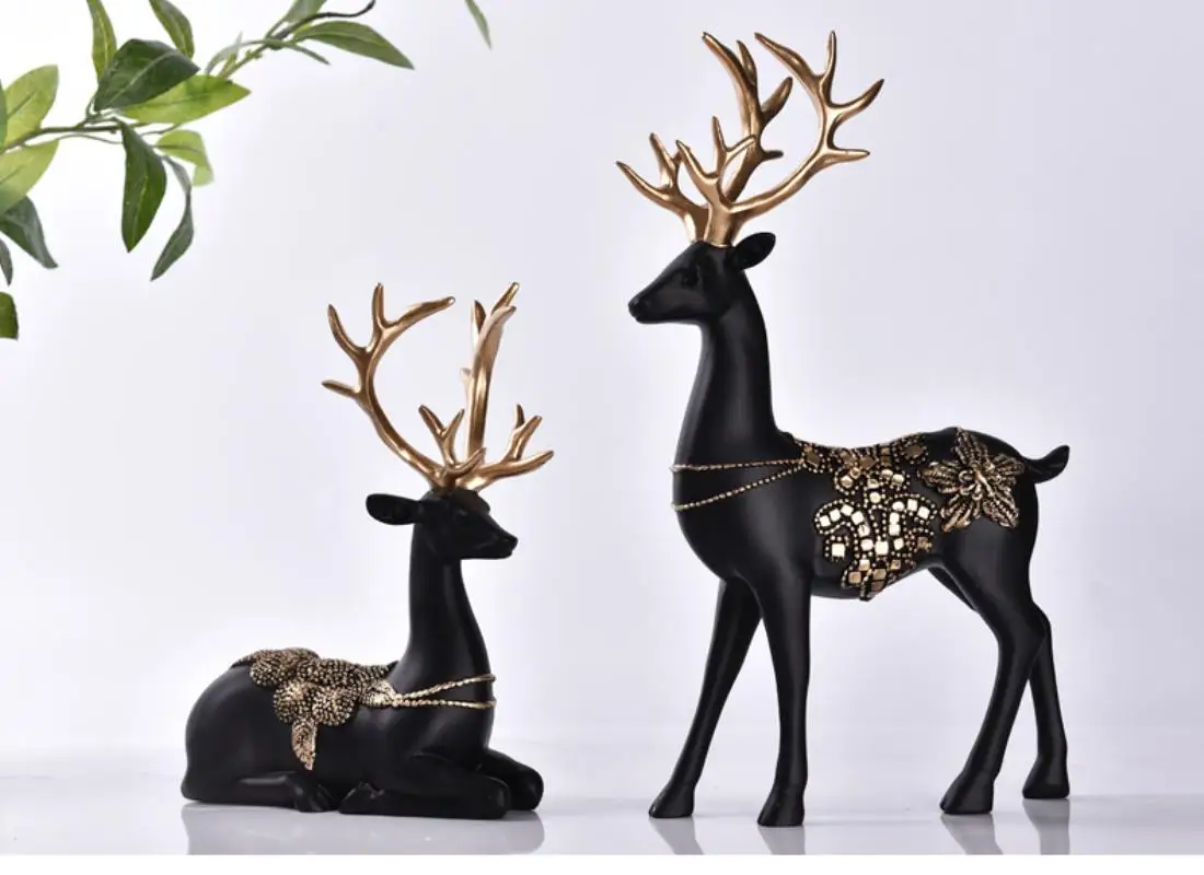 2018 Newest  Deer Apple Animal Luxury Resin Crafts home decoration accessories decoracion hogar House decorated statue veneers