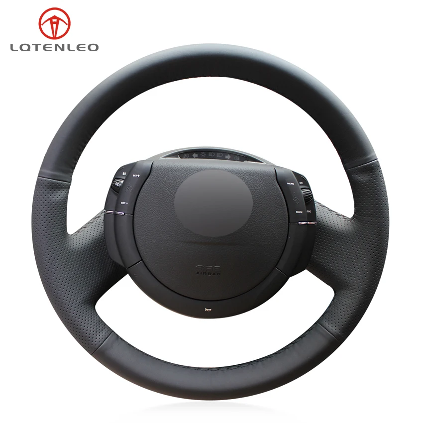 

LQTENLEO Black PU Artificial Leather Handsewing Car Steering Wheel Cover For Citroen Triumph C4 C-Quatre 2004-2011