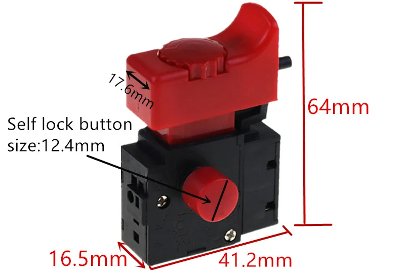 1 шт. FA2-6/1BEK 250 В 6A 5E4 красный+ черный замок на Электроинструмент электрическая дрель триггер переключатель электрическая фурнитура для инструмента переключатель