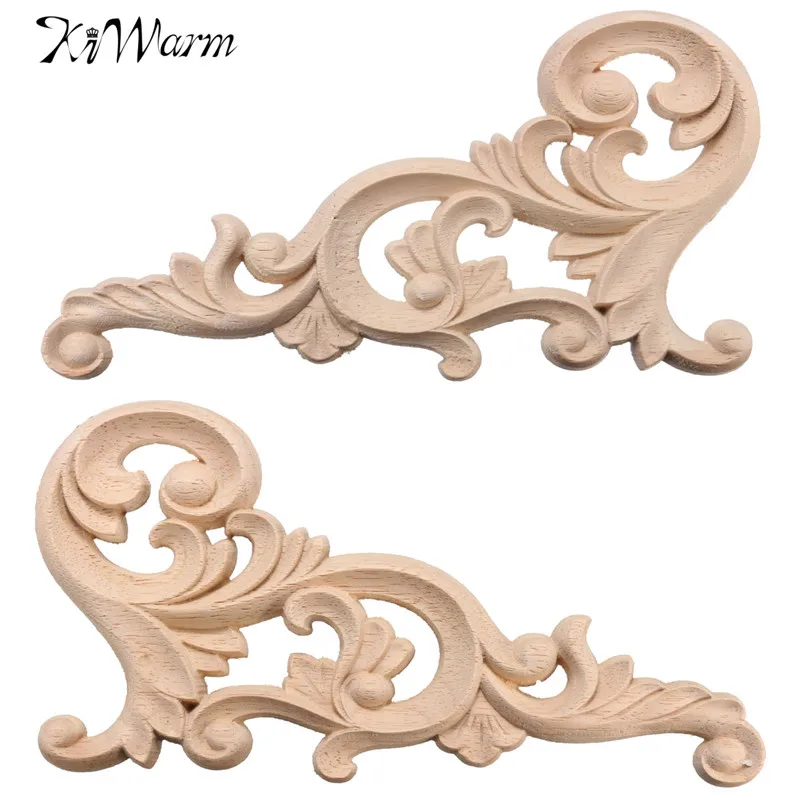 Vintage Madera Tallada Para Esquina Onlay Applique Marco Pared Sin