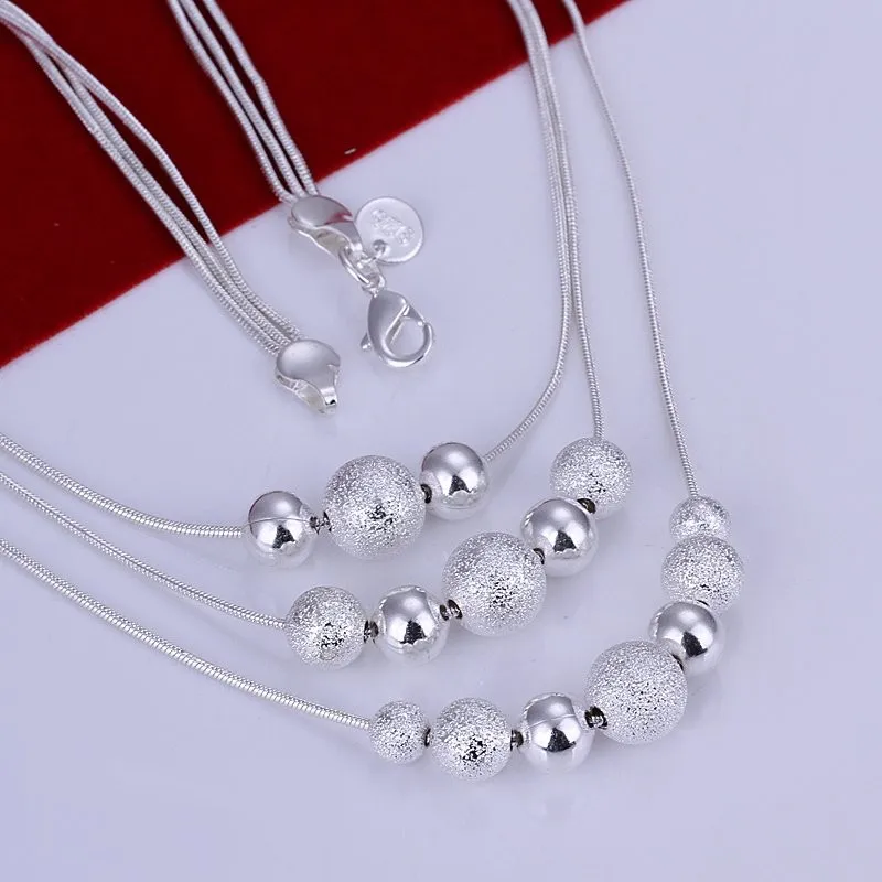 HOT-sale-N020-Three-Line-Bead-Necklace-Factory-Price-Free-shipping-silver-necklace-fashion-jewelry-jewellry