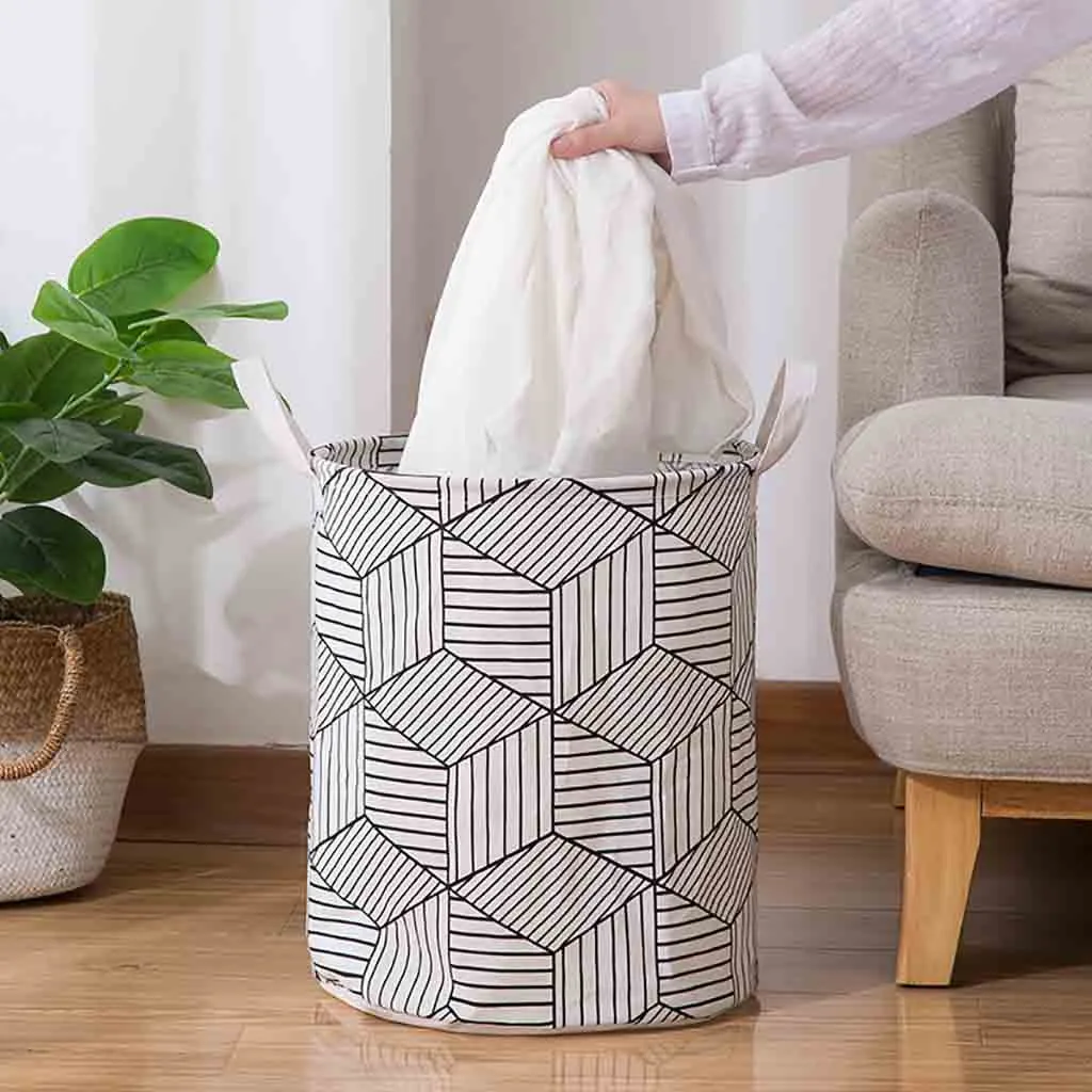 

Laundry Hamper Clothes Basket Cotton Waterproof Washing Bag Foldable Storage Bags Washing Organization Home Accessories 2019