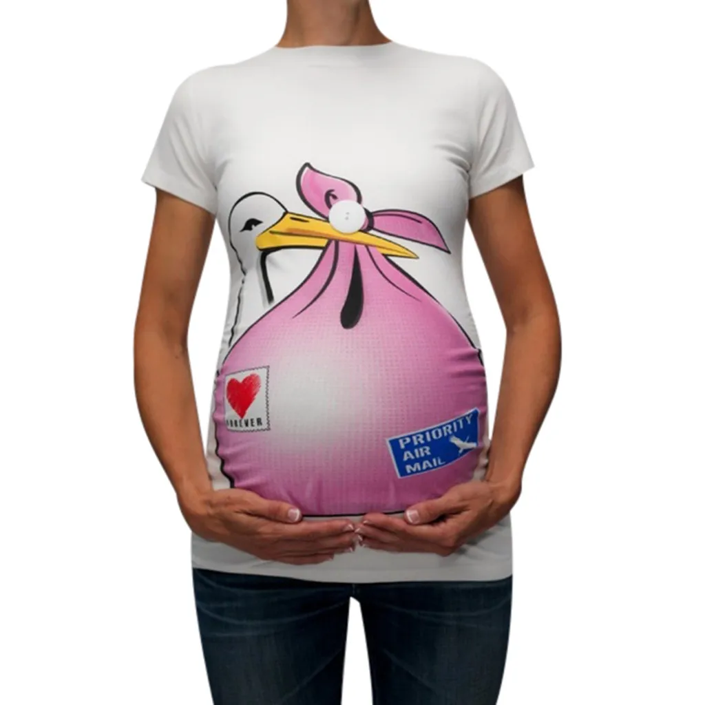 

Maternity Cute Breastfeeding Clothes Funny Pattern Print Short Sleeve Casual T-shirt Pregnant Tops Casual Pregnant Clothes z0703