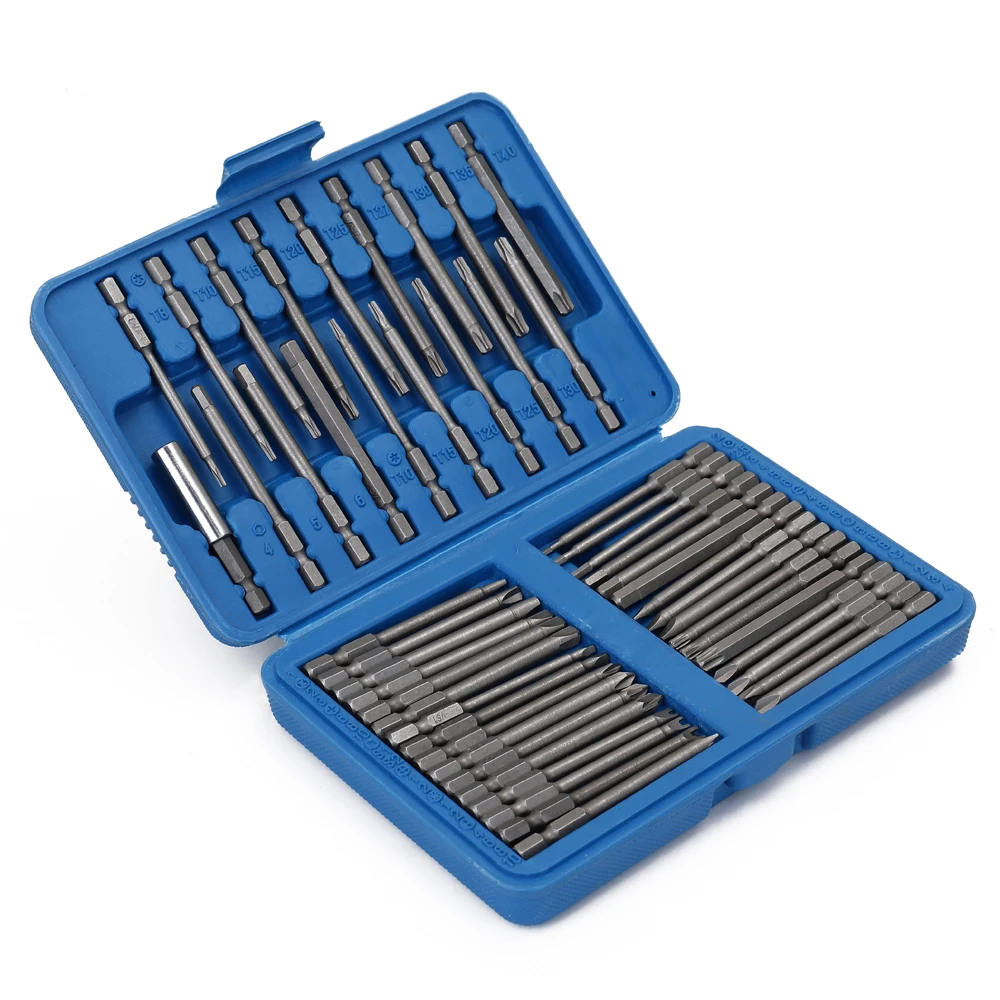 50pcs 1/4" 75mm Screwdriver Set Precision Screwdriver Set Repair Tools Kit Chrome Vanadium Steel Extra Long Reach Bit Set