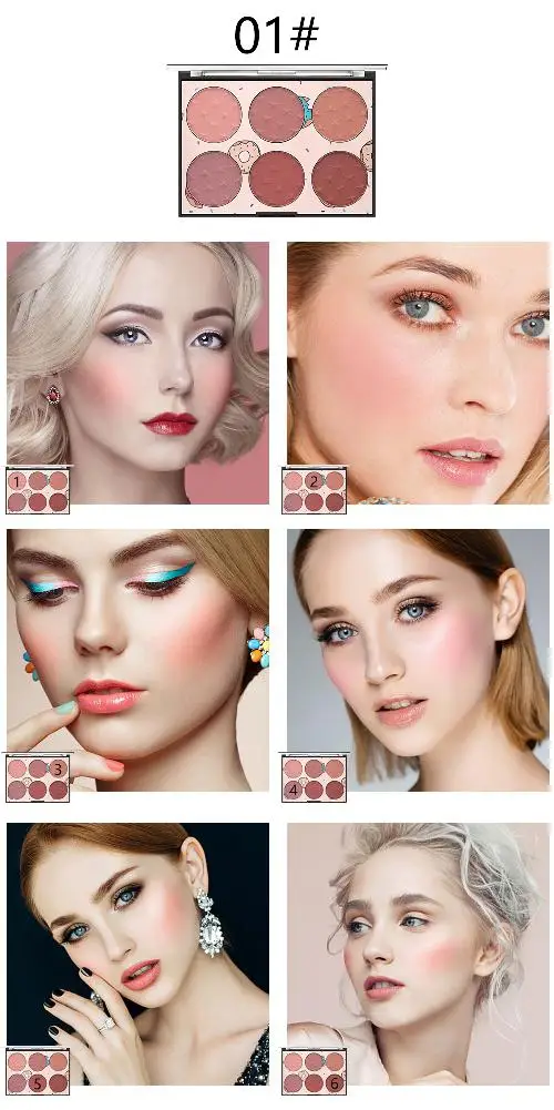 6 Colors Blush Palette Face Mineral Pigment Powder Natural Makeup Eyeshadow Charming Color Contour Shadow Professional