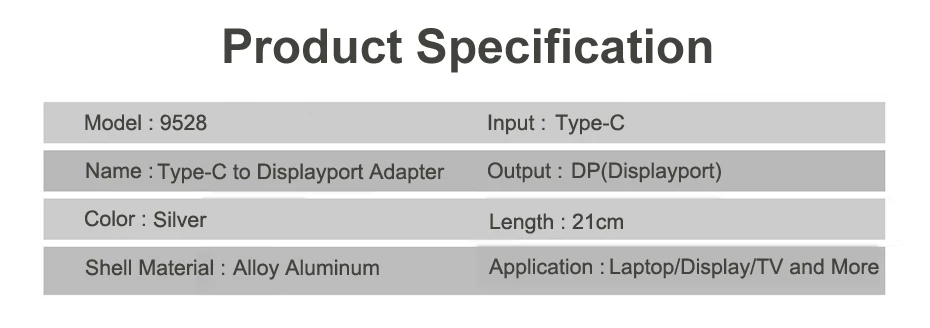 USB 3.1 Type C to DP Cable USB C to DisplayPort Cable 11