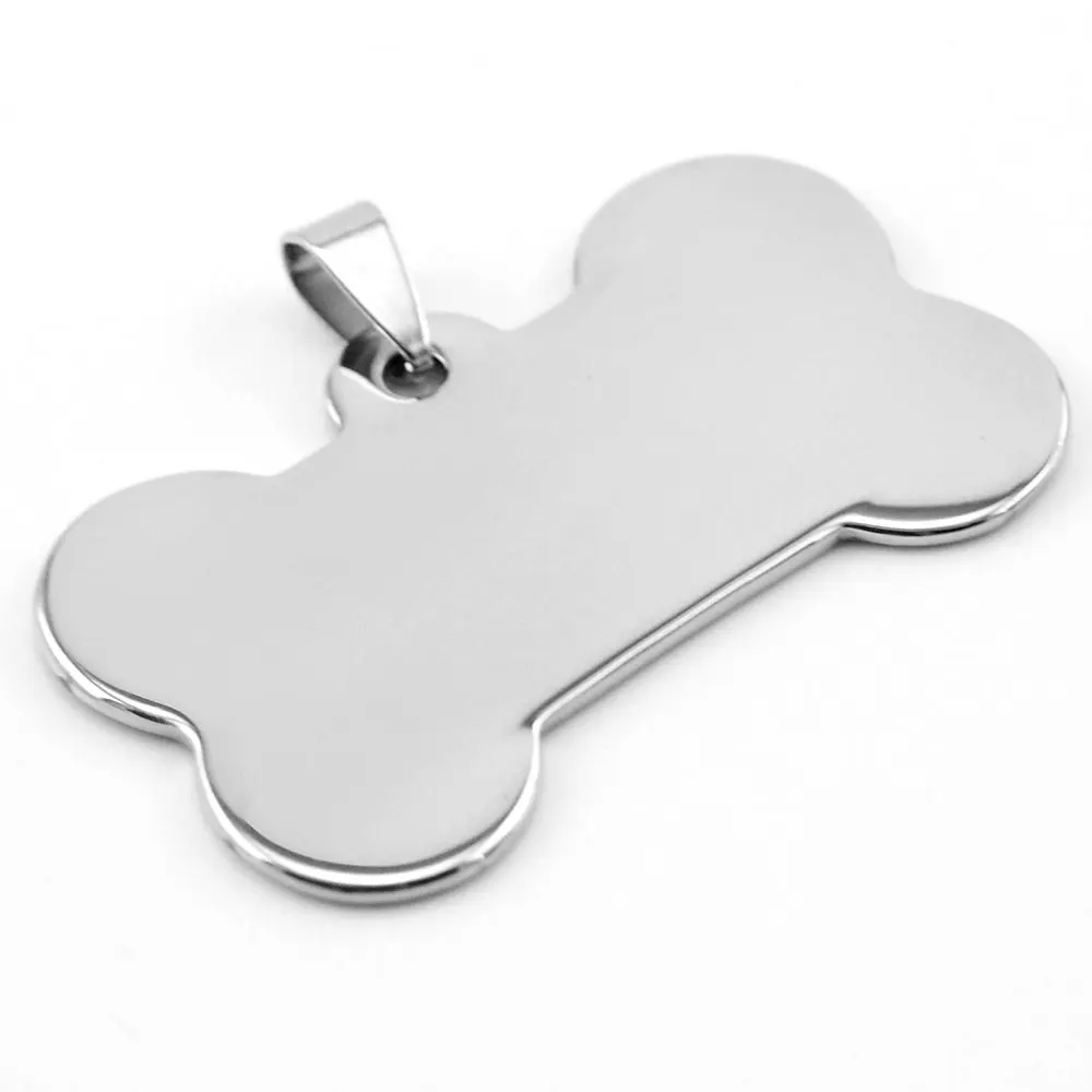 

Puppy pet tags small Dog bone collar Pendant Stainless steel both sides mirror polished high quality wholesale price 50pcs