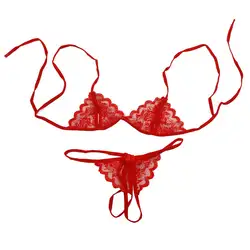 Женские пикантные Трусики для женщин стринги белье Трусики для женщин + бюстгальтер (красный)