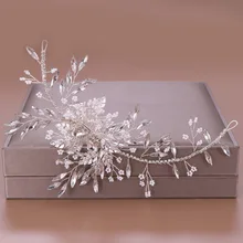 FORSEVEN Серебряная Хрустальная Свадебная повязка для волос шпильки лист со стразами Тиара головной убор ювелирные изделия для волос невесты аксессуары для волос JL