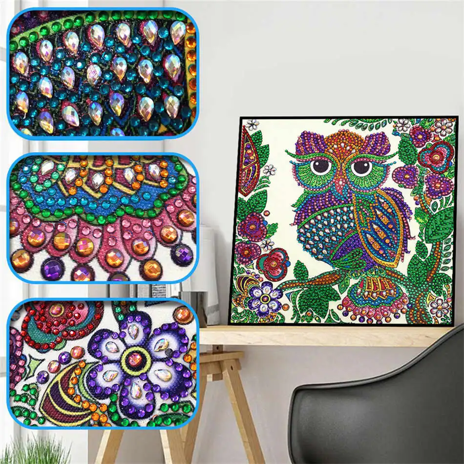 

Sashiko Special Diamond Painting Animals Owls DIY 5D Part Drill Cross Stitch Crystal Art Home Decoating painting