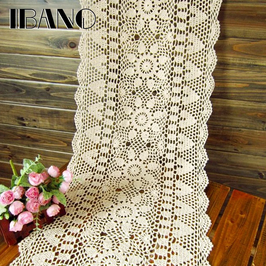 IBANO хлопчатобумажная скатерть ручной работы, цветочный дизайн, вязаная настольная дорожка, используется для украшения стола телевидения 1 шт./лот