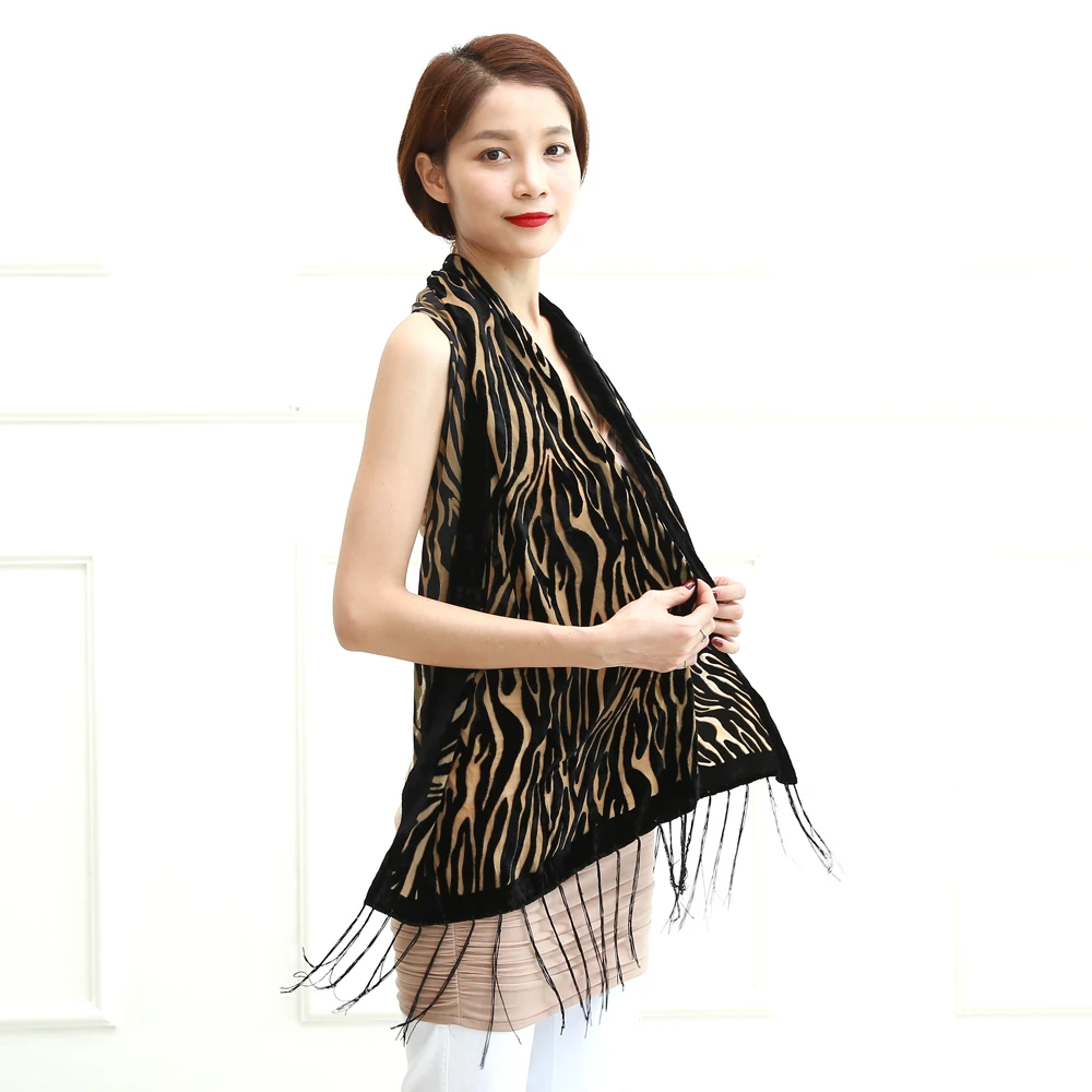 Женский бархатный шарф с принтом Зебра на весну/зиму|burnout velvet shawl|printed scarfzebra print scarf