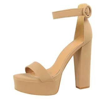 

Thick with Ultra High Heels Sexy Nightclub Party Shoes Waterproof Platform Open Toe Belt Buckle Sandals Multicolor