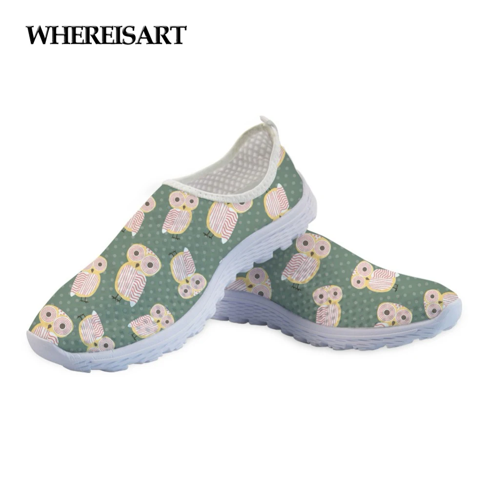 

WHEREISART Sneakers Shoes Woman Summer Flats Ladies Shoes Cute Owl Cartoon Brand Girls Casual Loafers Fashion Zapatos Mujer