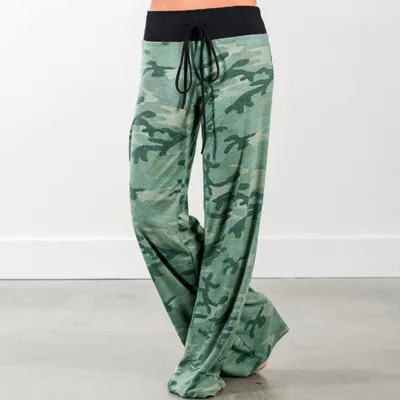 Wontive Супер горячая Распродажа широкие брюки для женщин Лето уличная Высокая талия эластичные повседневное Drawstring длинные мотобрюки - Цвет: 0488-GN