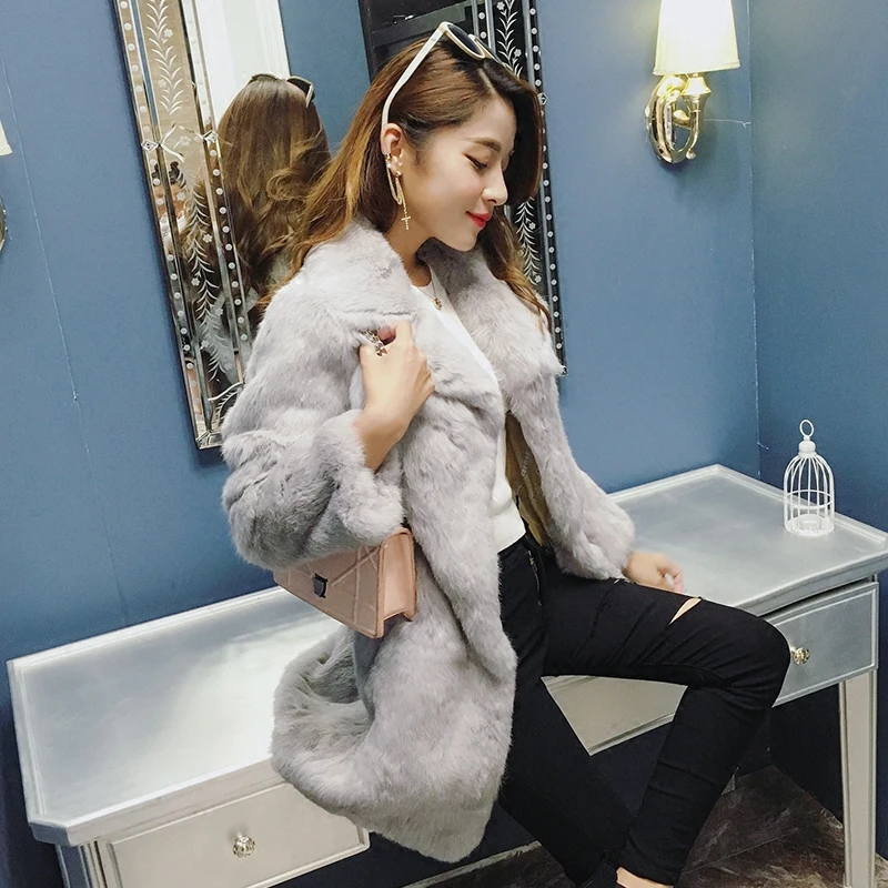 Vêtements Purple pink Outwear red Naturel Ensemble Immobilier taro Wine beige gray Fourrure Nouveau Rose Red Peau Manteau De Femmes Long D'hiver black Lapin OuTXPwkZil