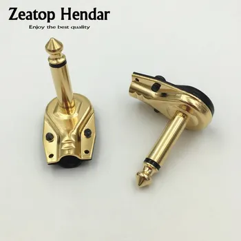 

100Pcs Brass Gold Plated 6.35 mm 2Pole Mono Jack Right Angle L Type Plug 6.35mm Speaker Audio Guitar Phono Pancake 1/4 Connector