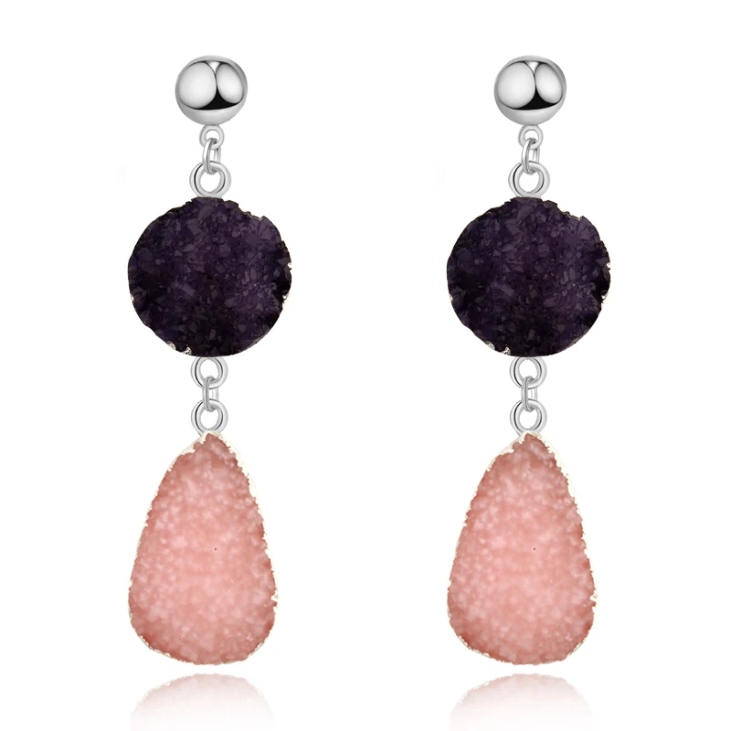 

Dayoff Korea Water Drop Earrings Exquisite Temperament Round Earrings For Women Jewelry Simple Resin Silver Dangle Earrings E611