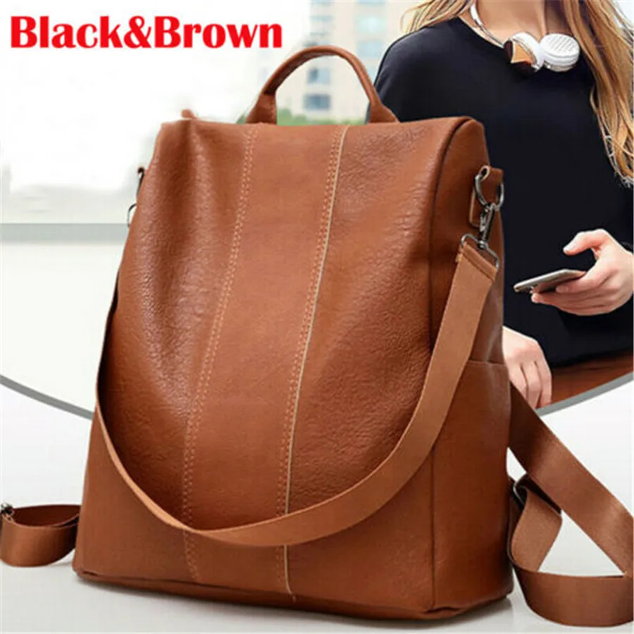 

2019 Brand New Style Women’s Leather Backpack Anti-Theft Rucksack School Black Brown