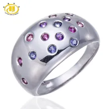 Real Multi Colour Gems Strong 925 Sterling Silver Ring Womens Positive Jewellery