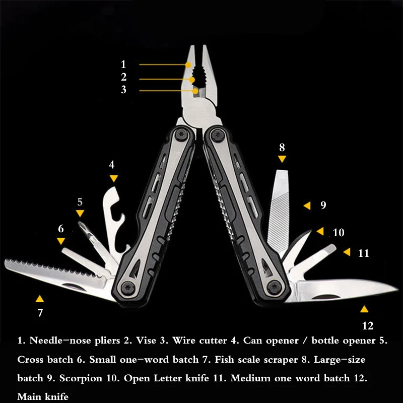 Новые 12 в 1 складные многофункциональные плоскогубцы для автомобиля на открытом воздухе кемпинг комбинированный инструмент EDC комбинированный инструмент плоскогубцы