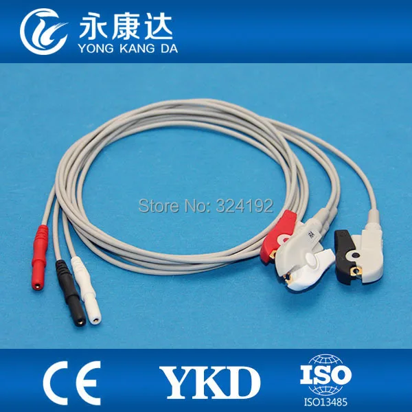 

DIN Snap Shielded ECG Trunk Cable with 3ld patient cable ,AHA,Clip for Biosys/Datascope/Nihon Kohden/Colin/CSI