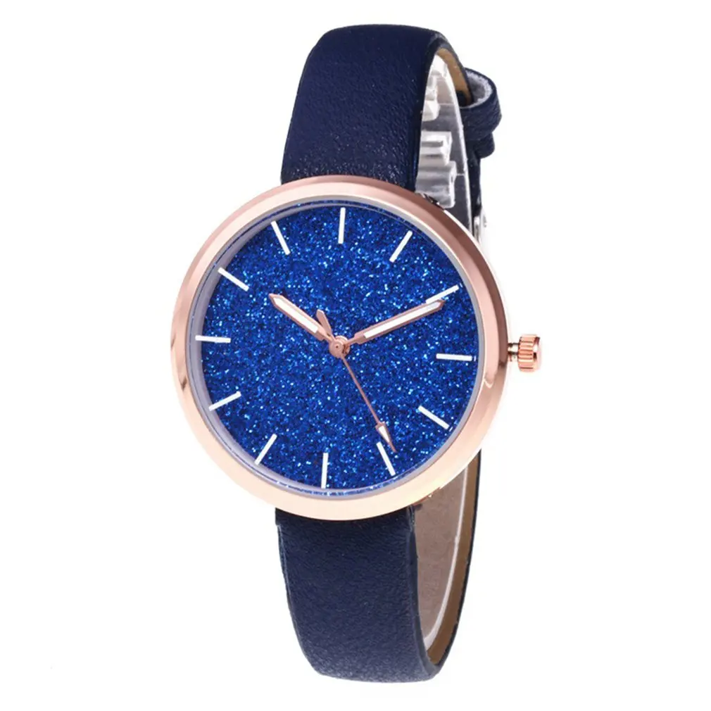 Роскошные Звездные женские часы кожаные кварцевые женские часы-браслет Простые повседневные часы для влюбленных наручные часы для девочек Relogio подарки - Цвет: 2