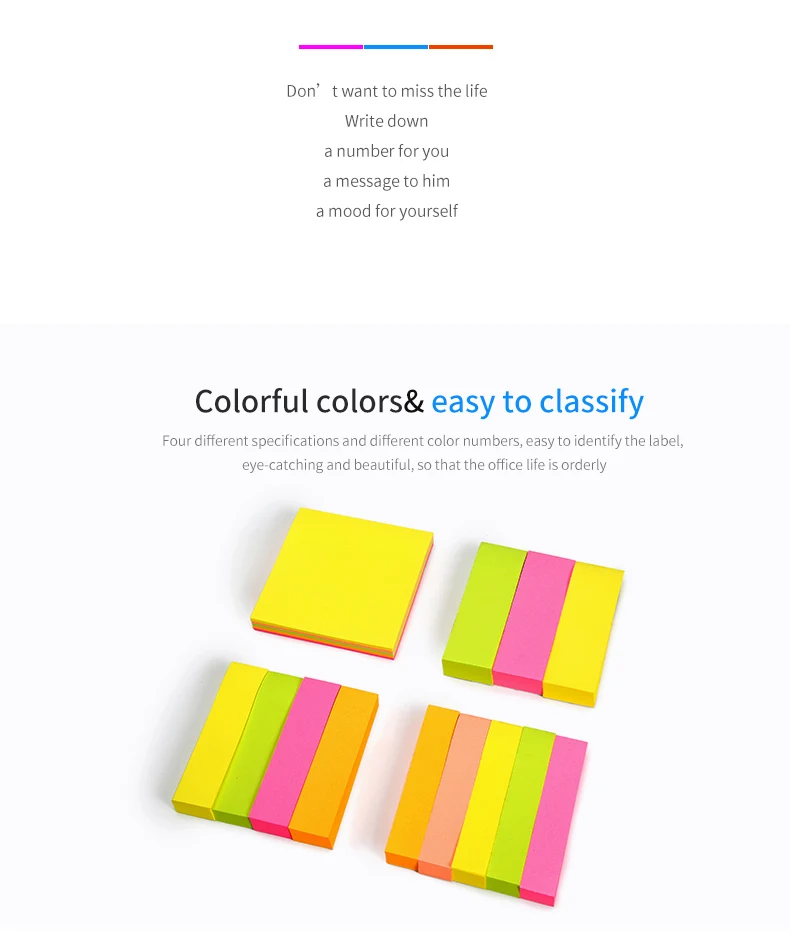 Блокнот для заметок флуоресцентные цветные Стикеры для заметок бумажный стикер s планировщик закладки, памятки тетради школьные принадлежности канцелярские H30300