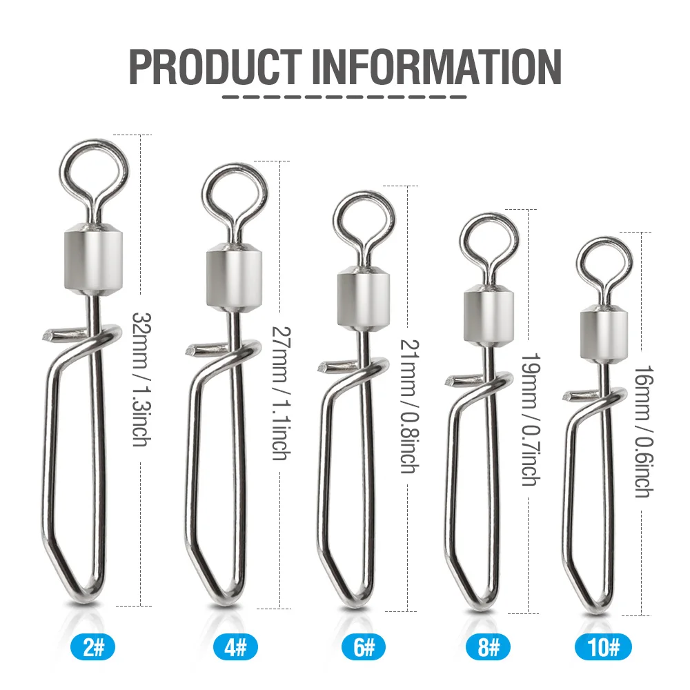10/20/50 шт./лот Нержавеющая сталь рыболовный Соединитель с застежкой "булавка" подшипников качения оснастки поворотный шпильки рыболовные принадлежности карабин рыболовные снасти