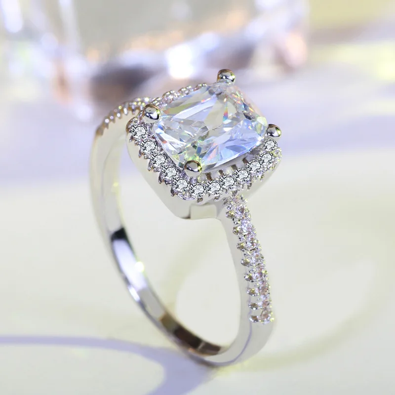 ZN Fashion Rings Show Elegant Temperament Jewelry Womens Girls White Silver Filled Wedding Ring
