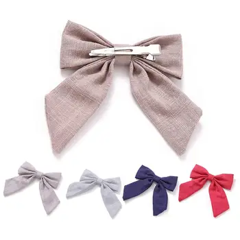 

Solid Color Cotton And Linen Breathable Long Swallowtail Butterfly Hairpin Europe America Simple Fashionable Girl Bow Hairpin