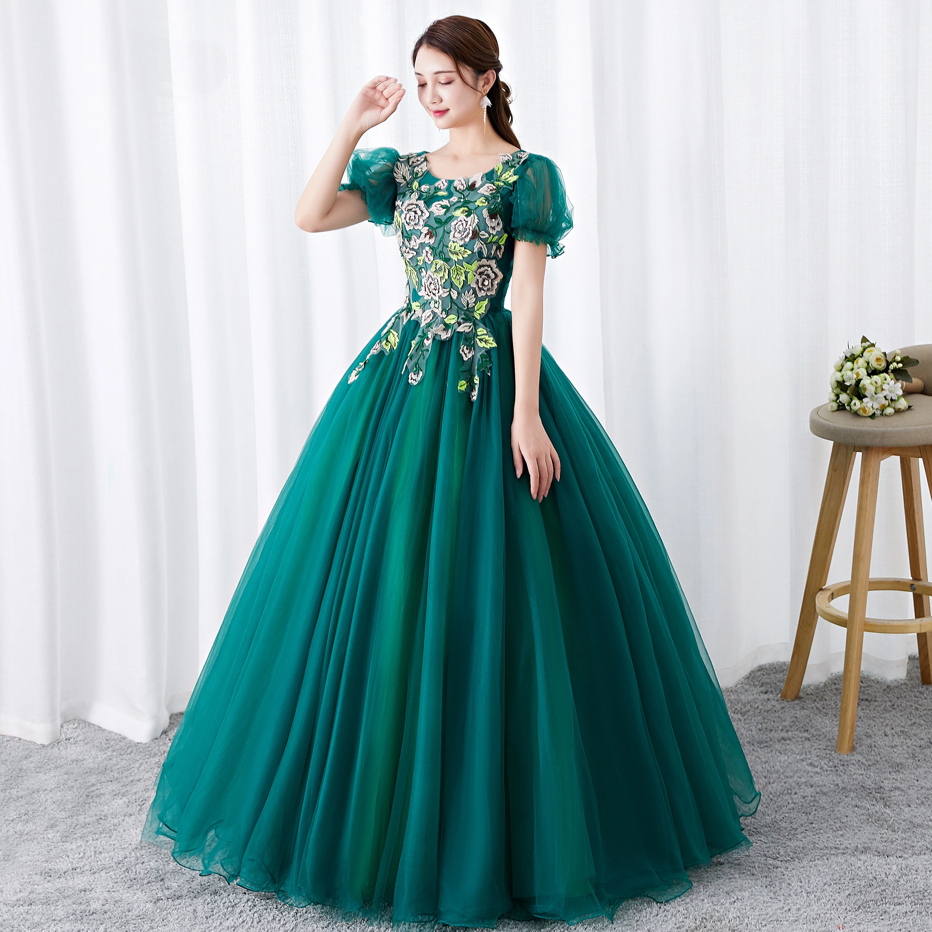 Vestido de baile de sirena de la Princesa Victoria, manga de burbuja verde  real, vestido medieval renacentista, talla de aduana, 100%|Trajes de  festividades| - AliExpress