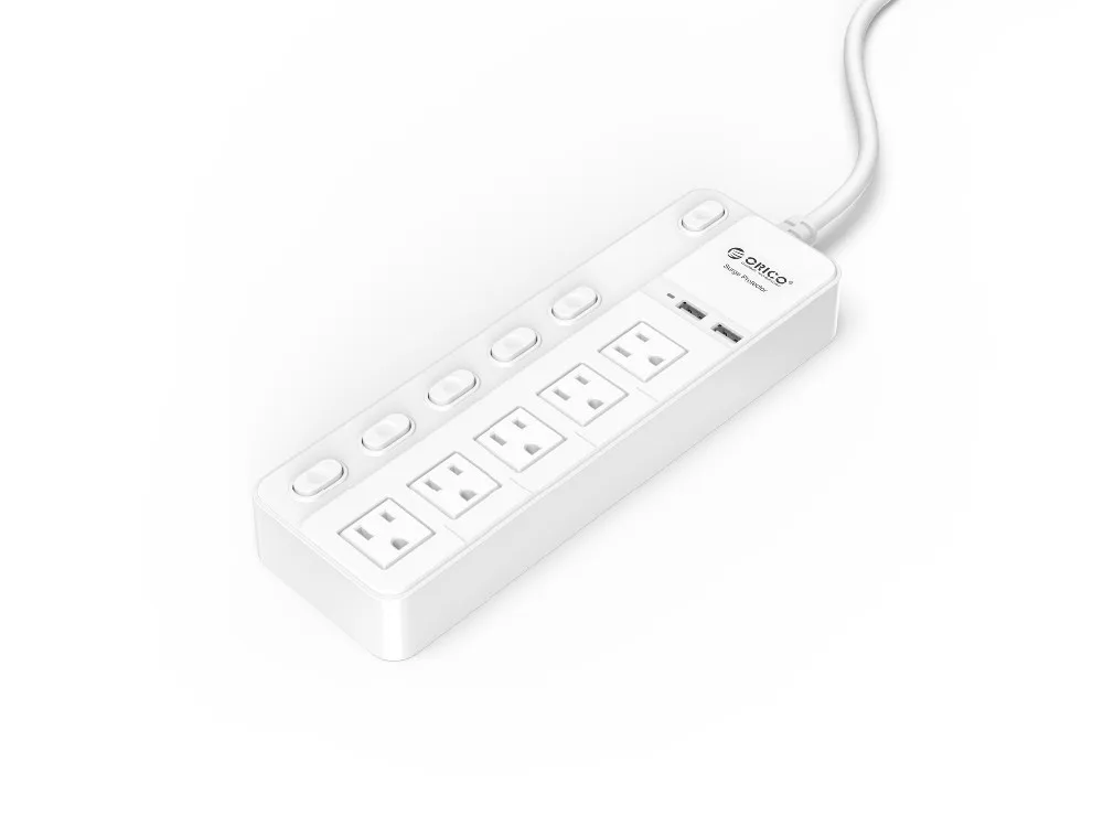 ORICO SPC power Strip 5 розетка переменного тока с 2 usb-портами для зарядки Кнопка питания Управление штепсельной вилкой США с usb умным зарядным устройством