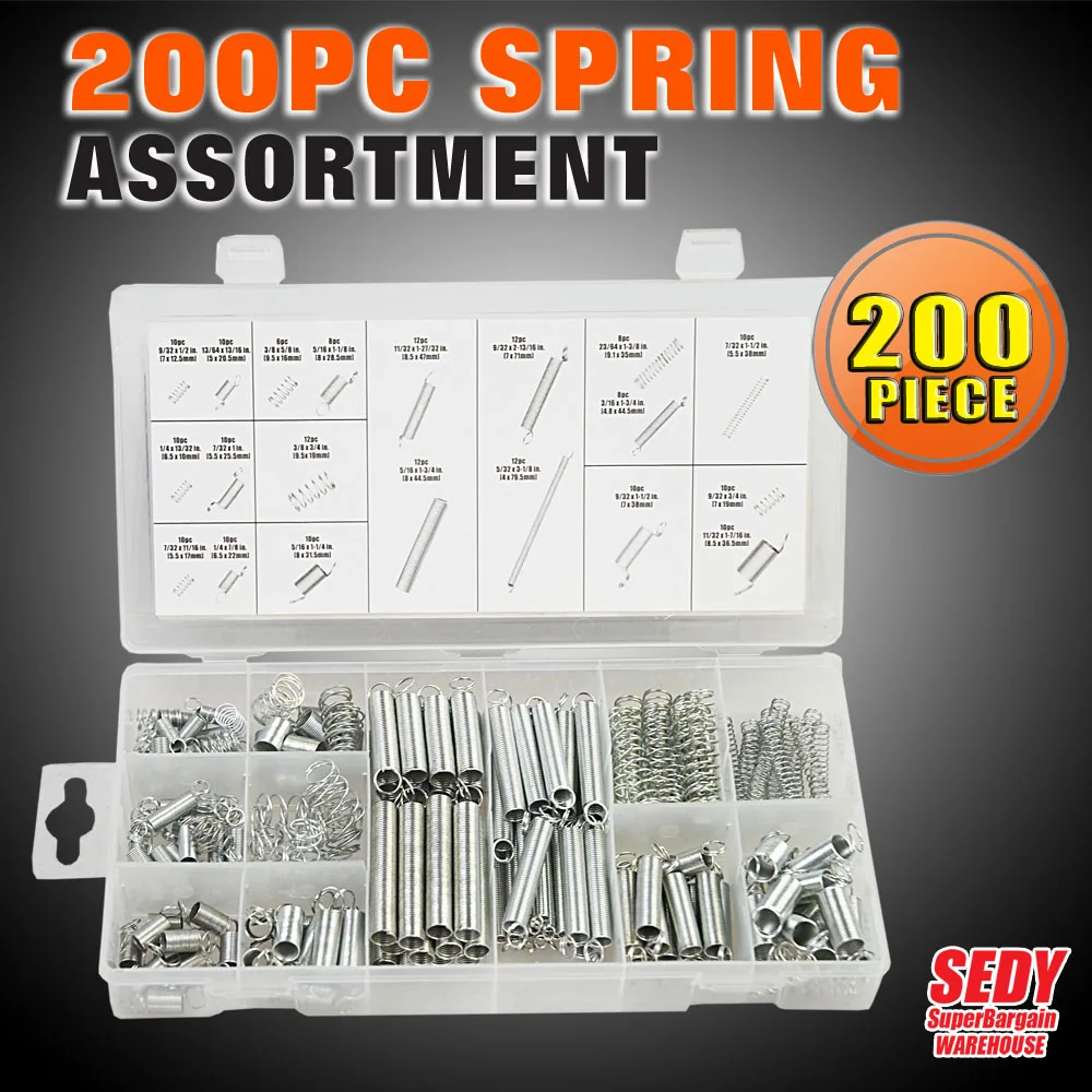 

200 PC Extension & Compression Spings Assortment Industry Tool SDY-19026